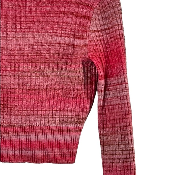 American Eagle | Pink wrap front striped knit v-neck fitted sweater size… - Picture 8 of 11